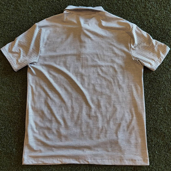 Polo Shirt Mens Large Members Mark Gary White Striped Short Sleeve - Picture 2 of 4